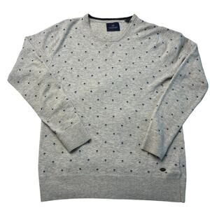 Scotch & Soda Men’s Sweater Size L Gray Polka Dot Wool Blend Crewneck Pullover